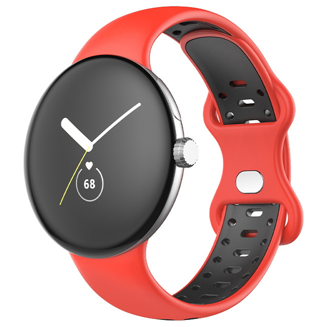 Google Pixel Watch dubbel sport band - rood zwart