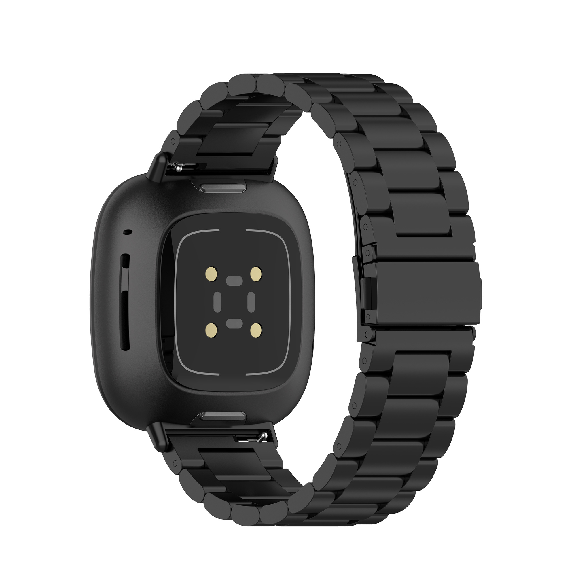Fitbit Versa 3 / Sense kralen stalen schakel band - zwart
