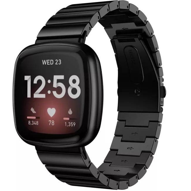 Fitbit Versa 3 / Sense stalen schakel band - zwart