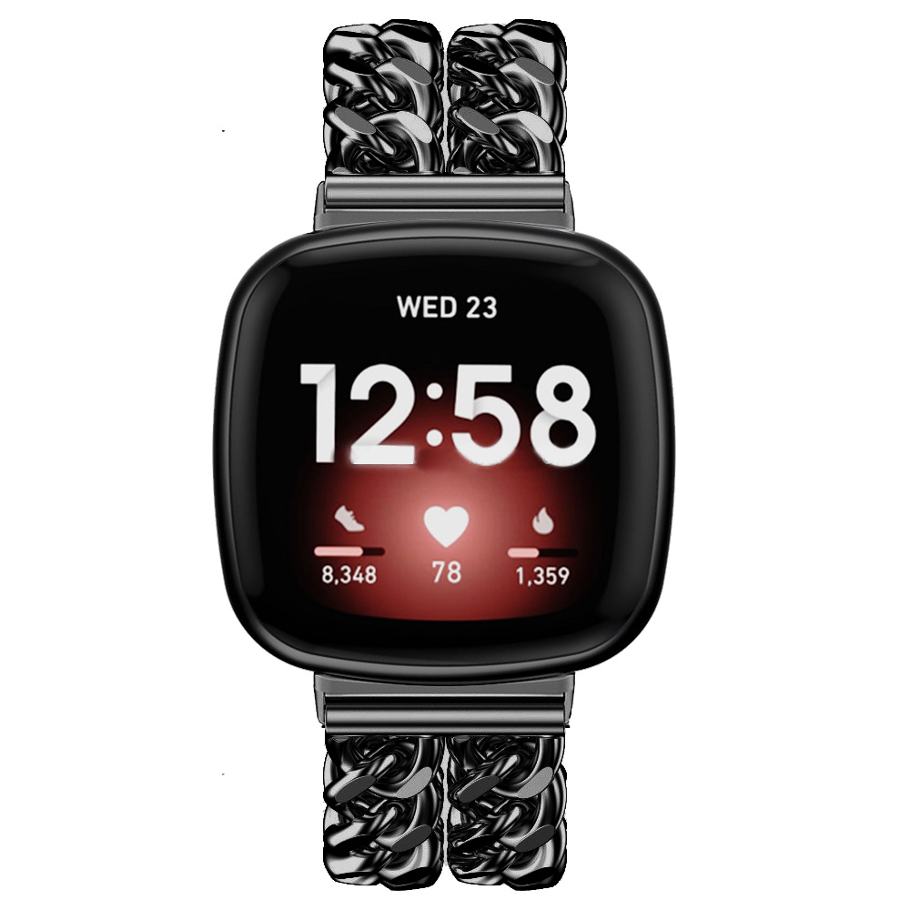 Fitbit Versa 3 / Sense cowboy stalen schakel band - zwart