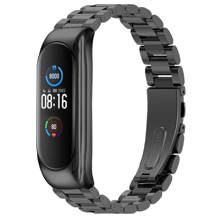 Xiaomi Mi 3/4/5/6 kralen stalen schakel band - zwart