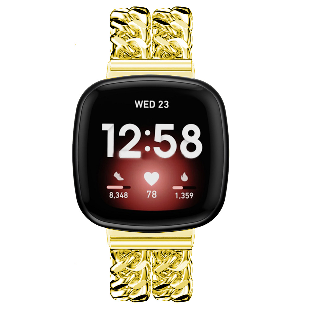 Fitbit Versa 3 / Sense cowboy stalen schakel band - goud
