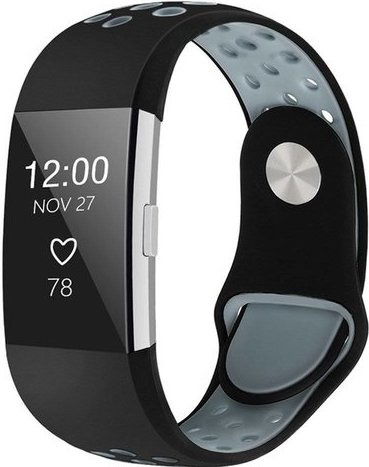 Fitbit Charge 2 dubbel sport band - zwart grijs