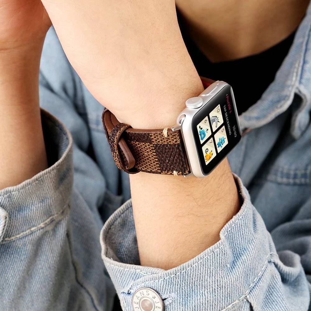 Apple Watch leren grid band - bruin