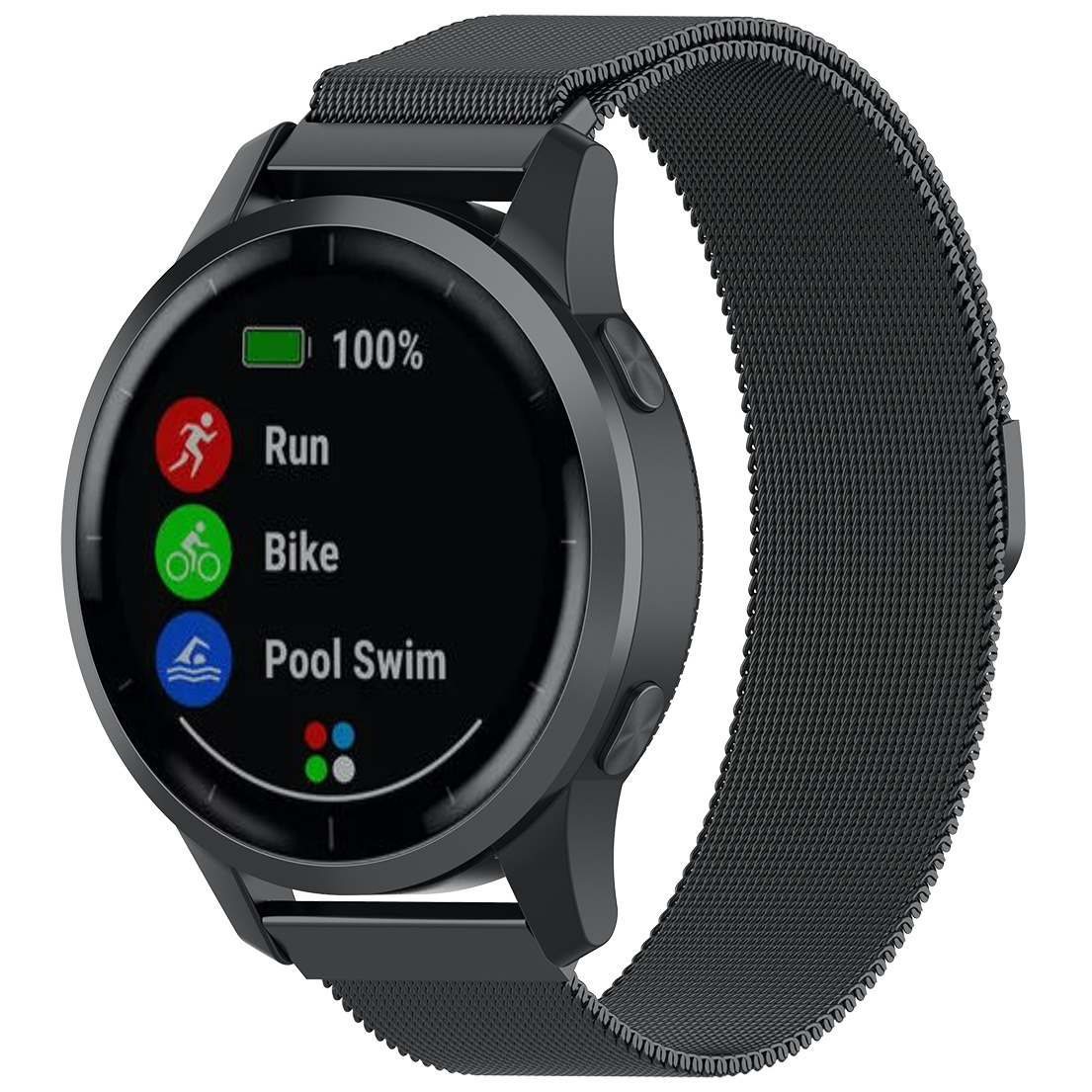 Garmin Vivoactive / Vivomove milanese band - zwart