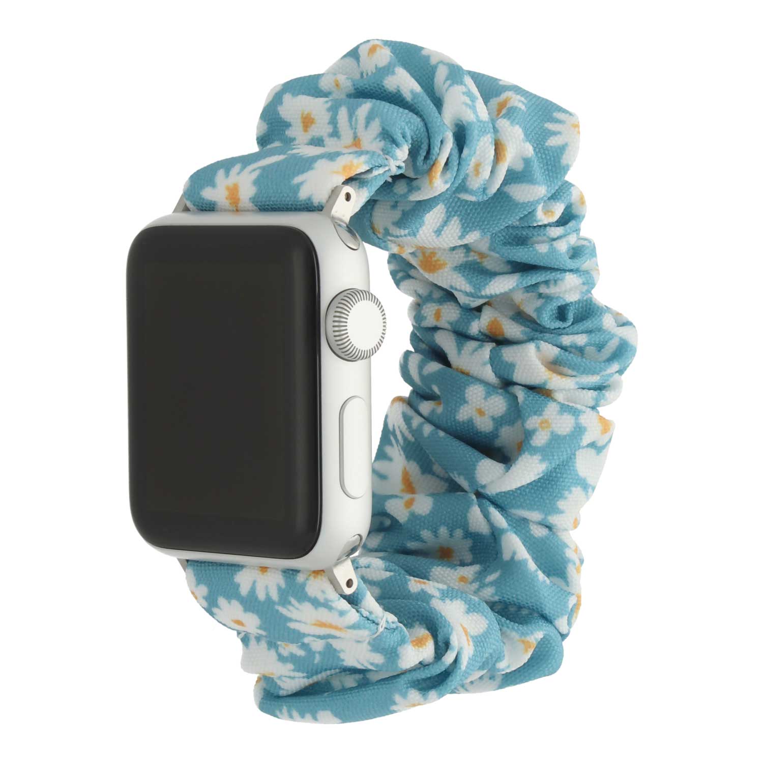 Apple-Watch-nylon-Scrunchie-band-bloemen-blauw-7440850321345-123watches-hoofdfoto