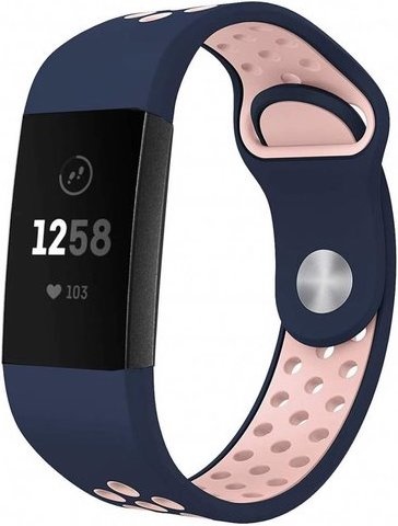 Fitbit Charge 3 & 4 dubbel sport band - donkerblauw roze