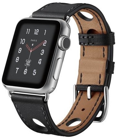 Apple Watch leren hermes band - zwart