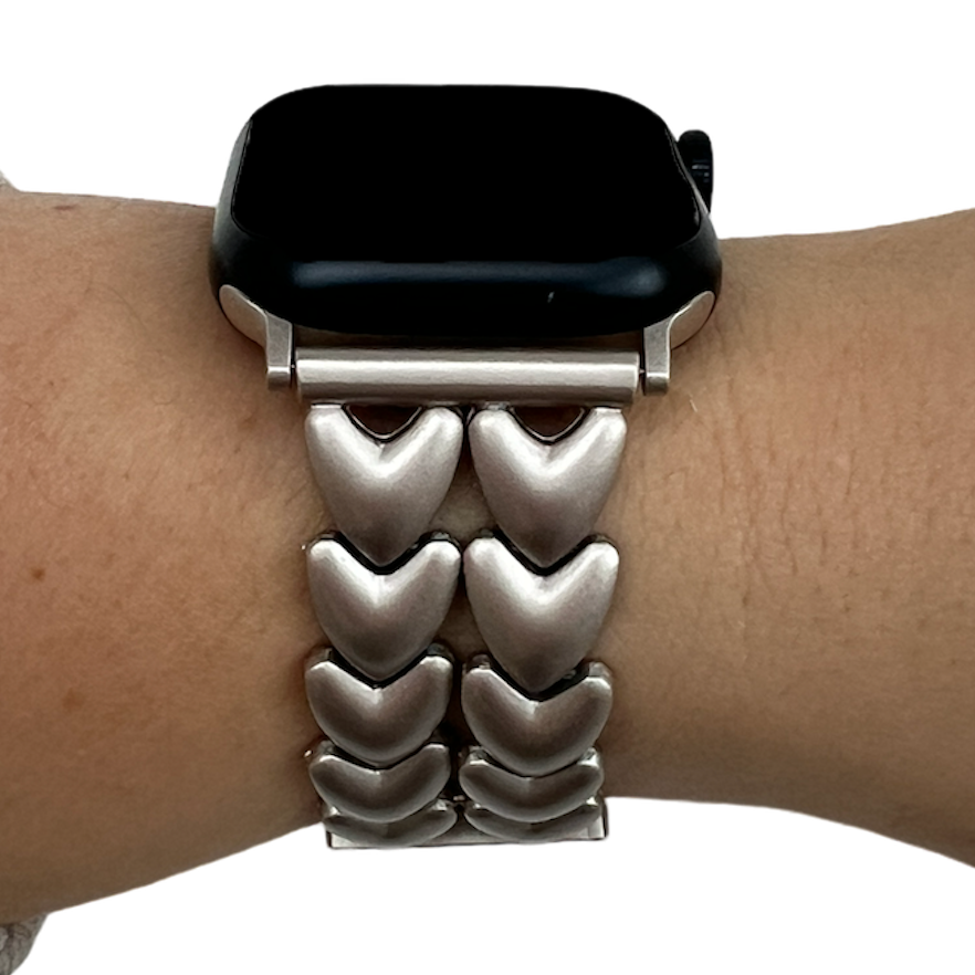Apple Watch hart stalen schakel band - sterrenlicht