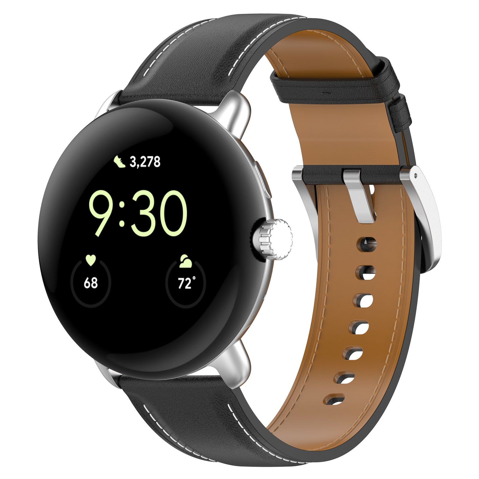 Google Pixel Watch leren band - zwart
