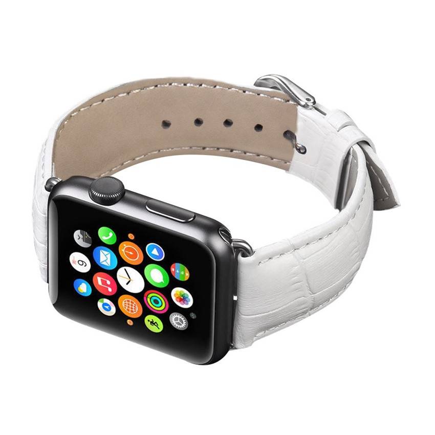 Apple Watch leren krokodillen band - wit