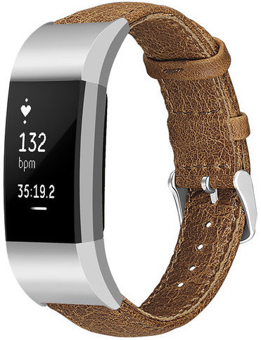 Fitbit Charge 2 genuine leren band - lichtbruin