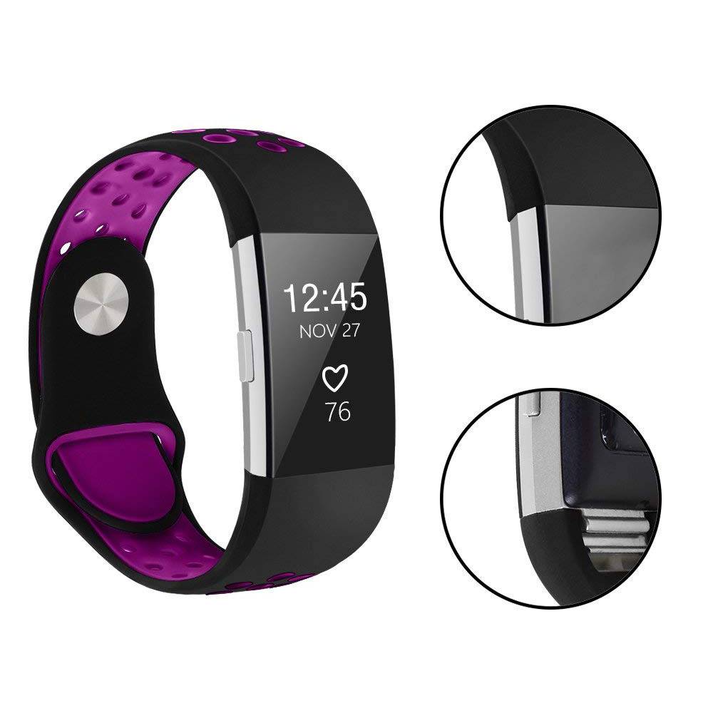 Fitbit Charge 2 dubbel sport band - zwart paars