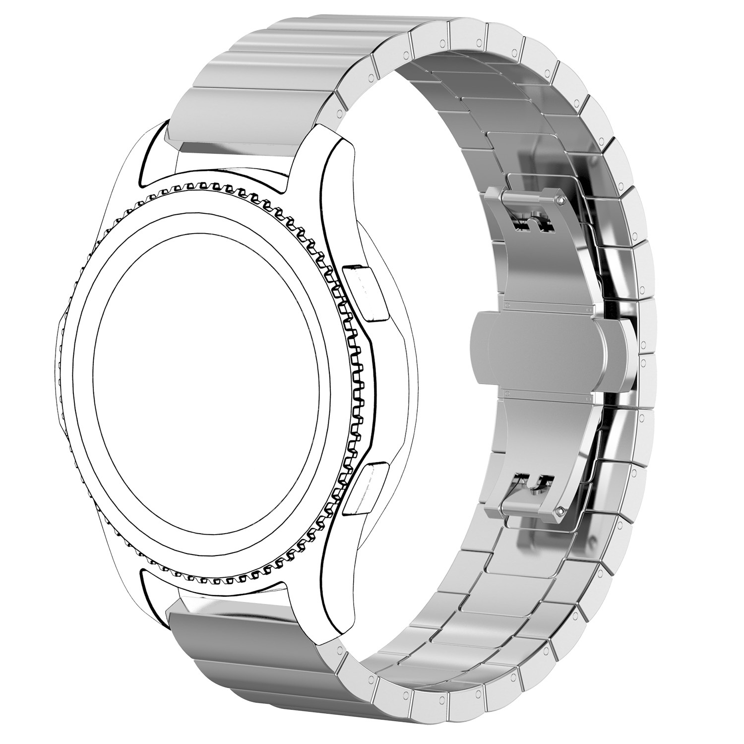 Garmin Vivoactive / Vivomove stalen schakel band - zilver