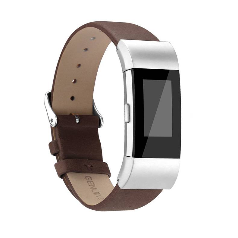 Fitbit Charge 2 basic leren band - donkerbruin