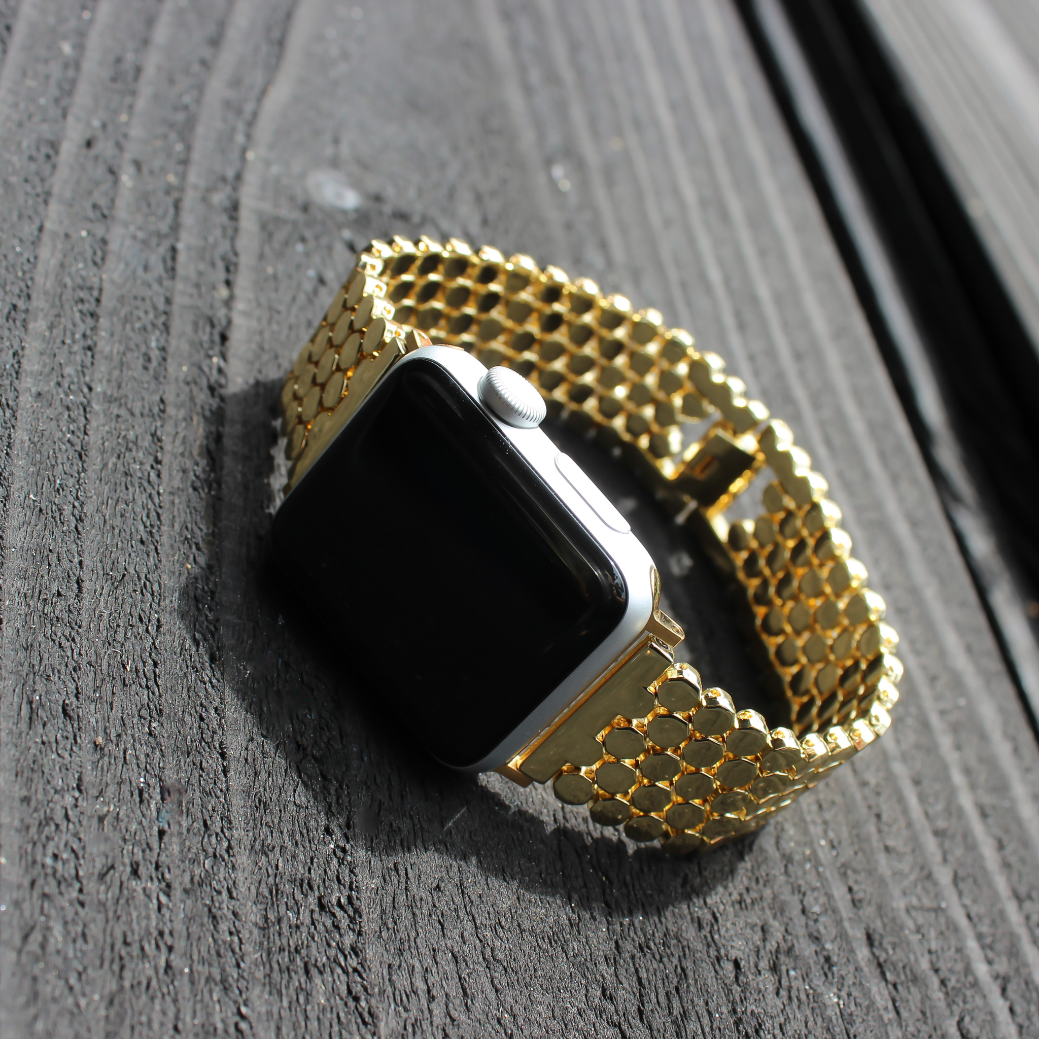 Apple Watch vis stalen schakel band - goud