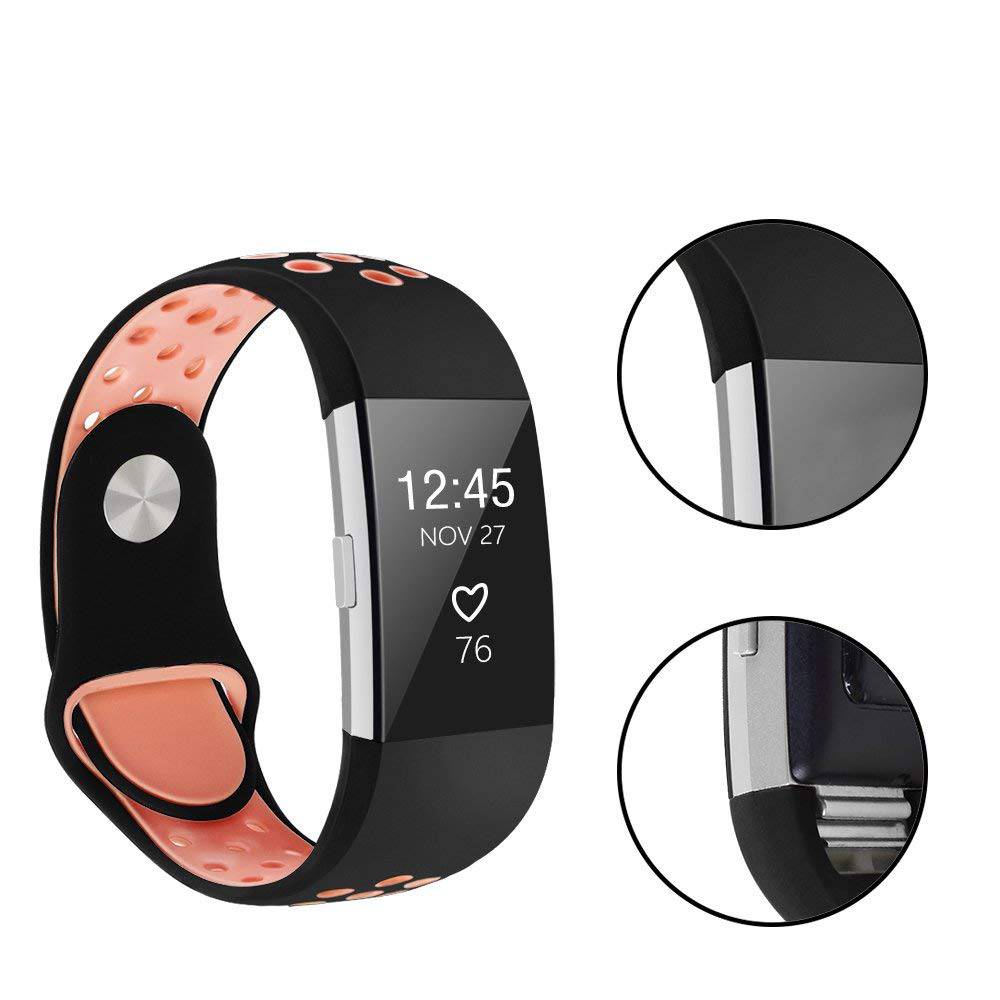 Fitbit Charge 2 dubbel sport band - zwart roze