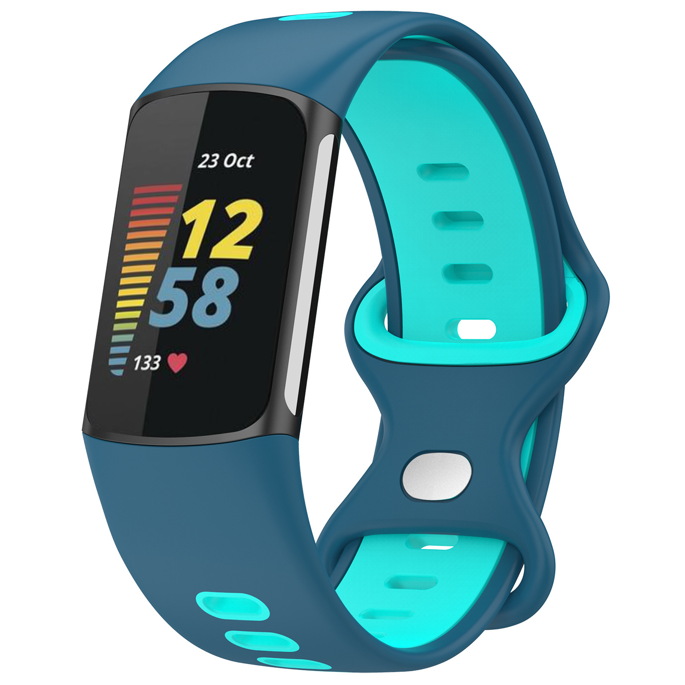 Fitbit Charge 5 dubbel sport band - blauw groen