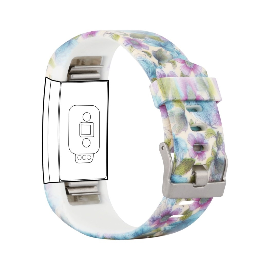 Fitbit Charge 2 print sport band - blauwe bloem