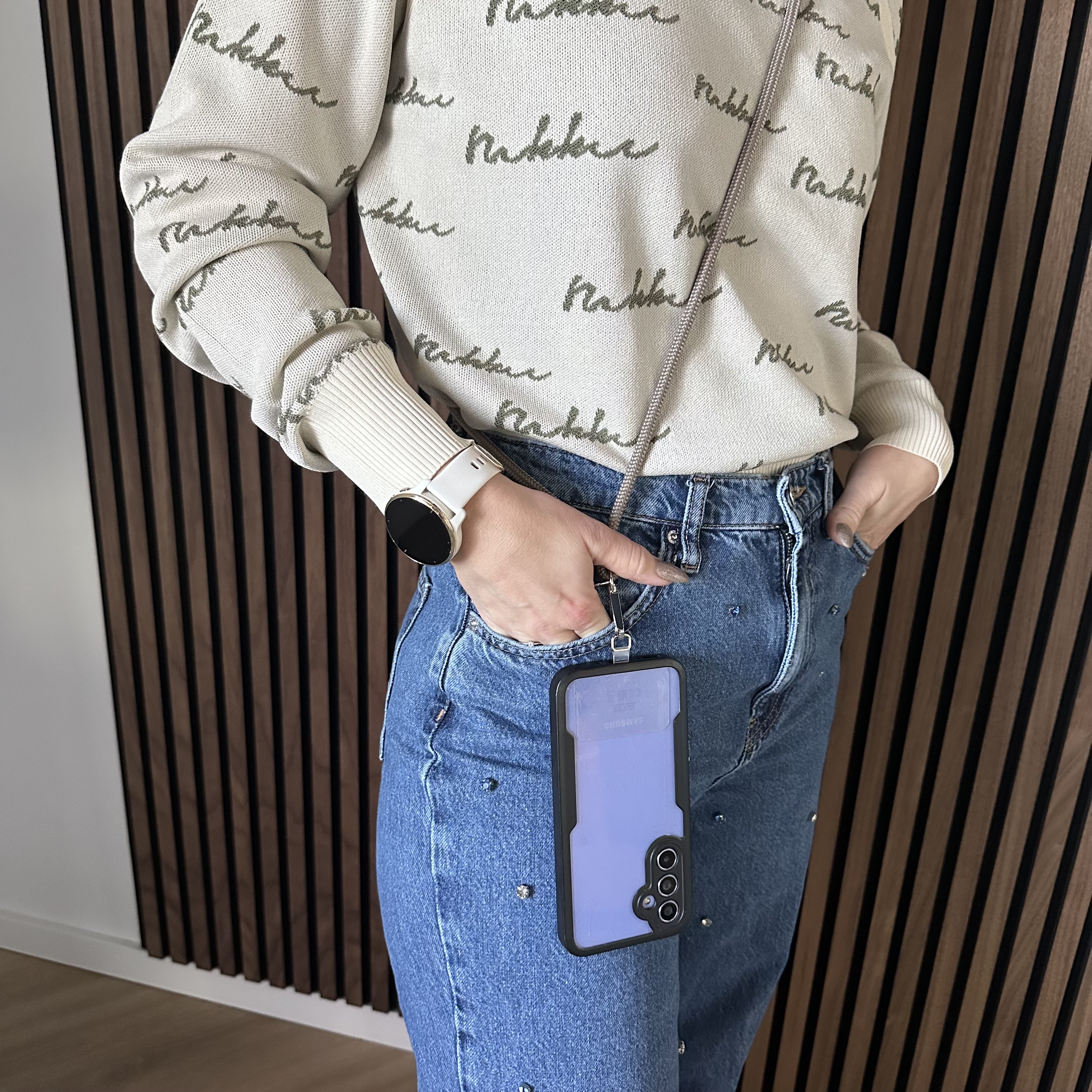 Telefoonkoord Longa - beige - goud