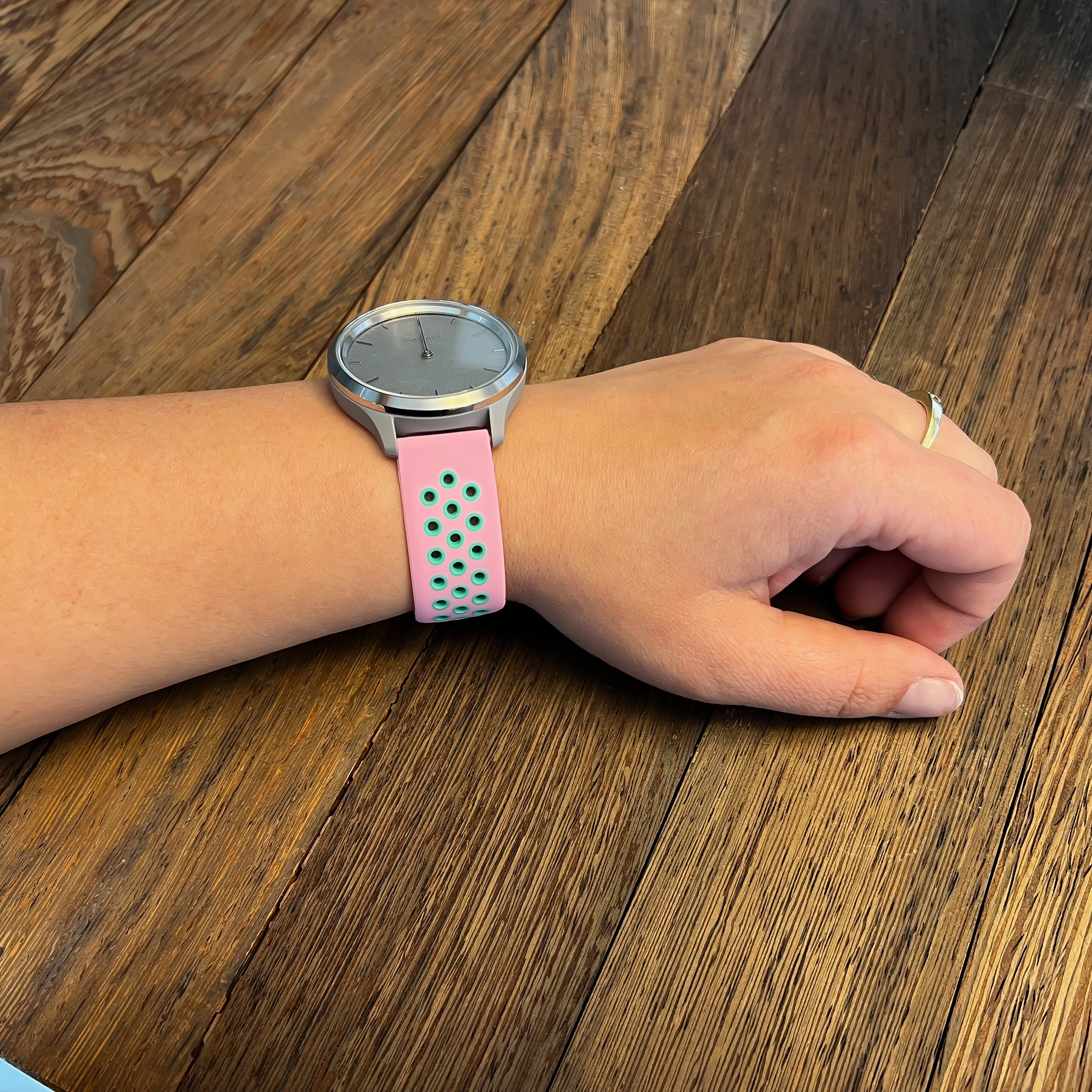 Garmin Vivoactive / Vivomove dubbel sport band - roze groenblauw