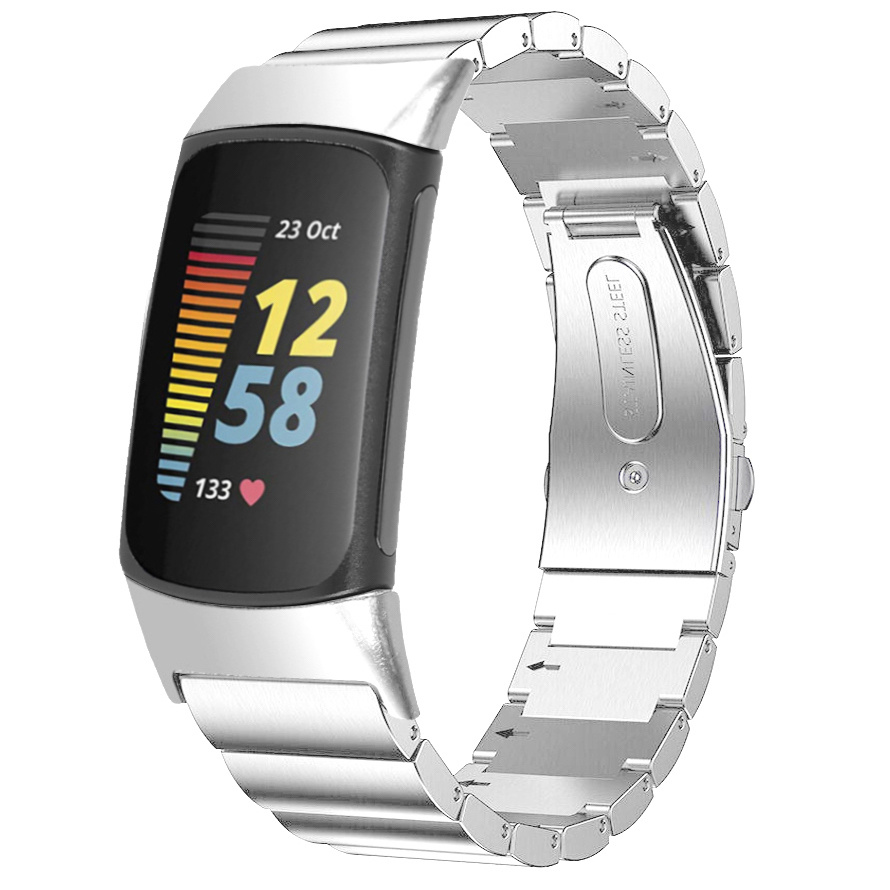 Fitbit Charge 5 stalen schakel band - zilver