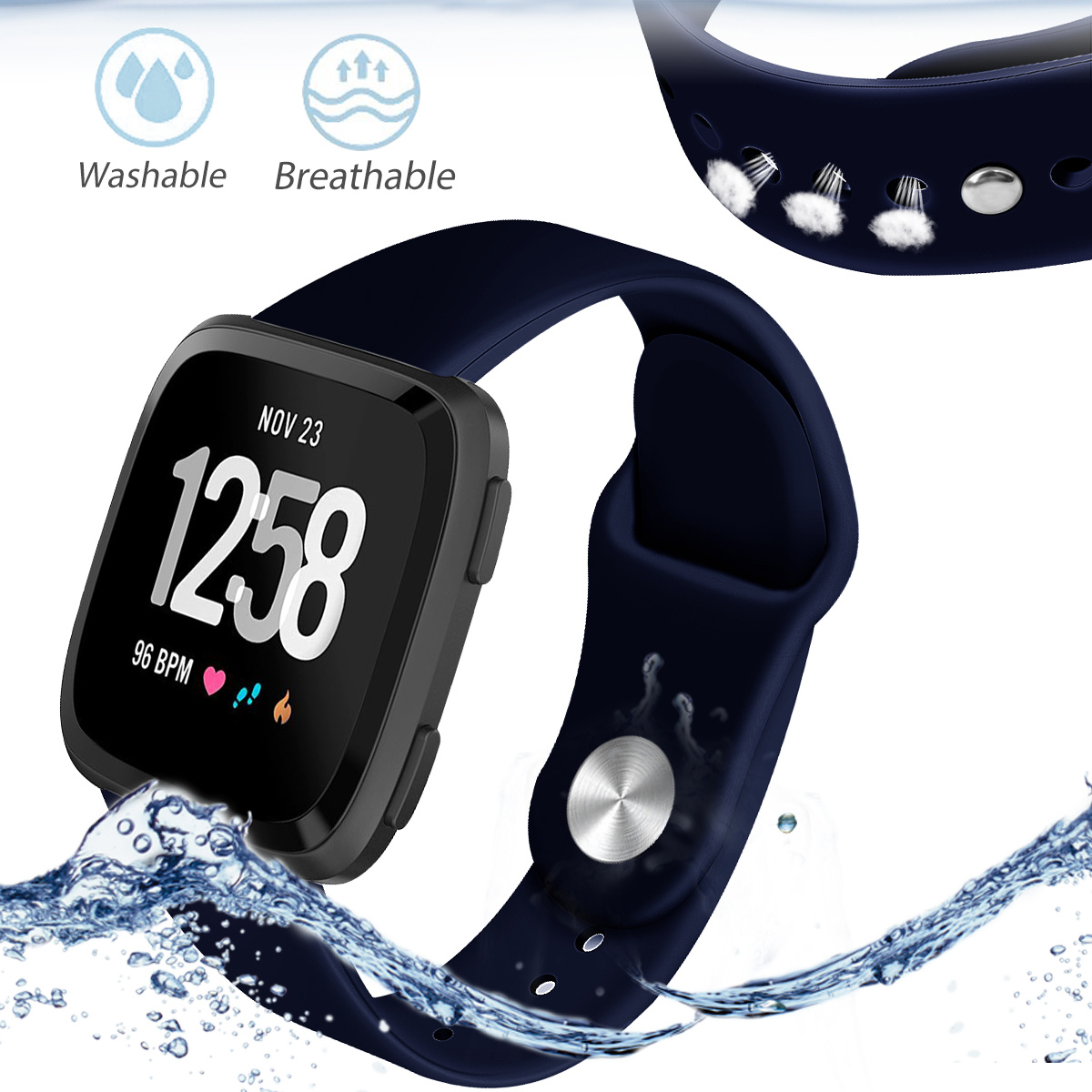 Fitbit Versa siliconen sport band - marine blauw