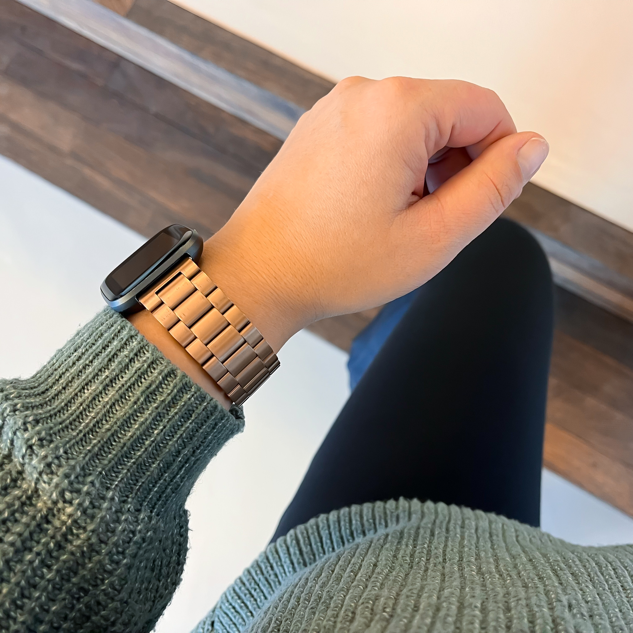 Fitbit Versa kralen stalen schakel band - rose goud