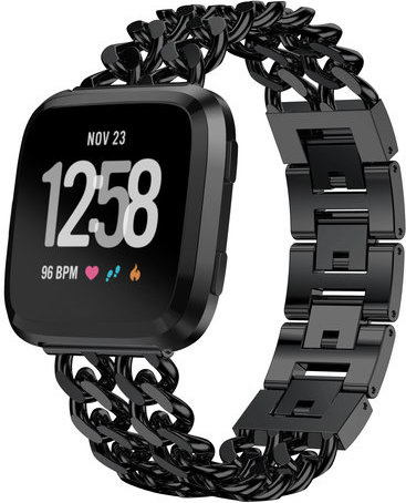 Fitbit Versa cowboy stalen schakel band - zwart