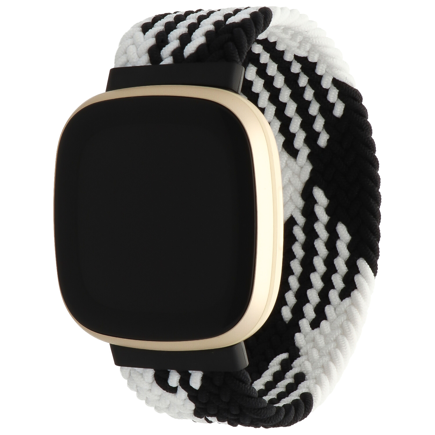 Fitbit Versa 3 / Sense nylon gevlochten solo band - wit zwart
