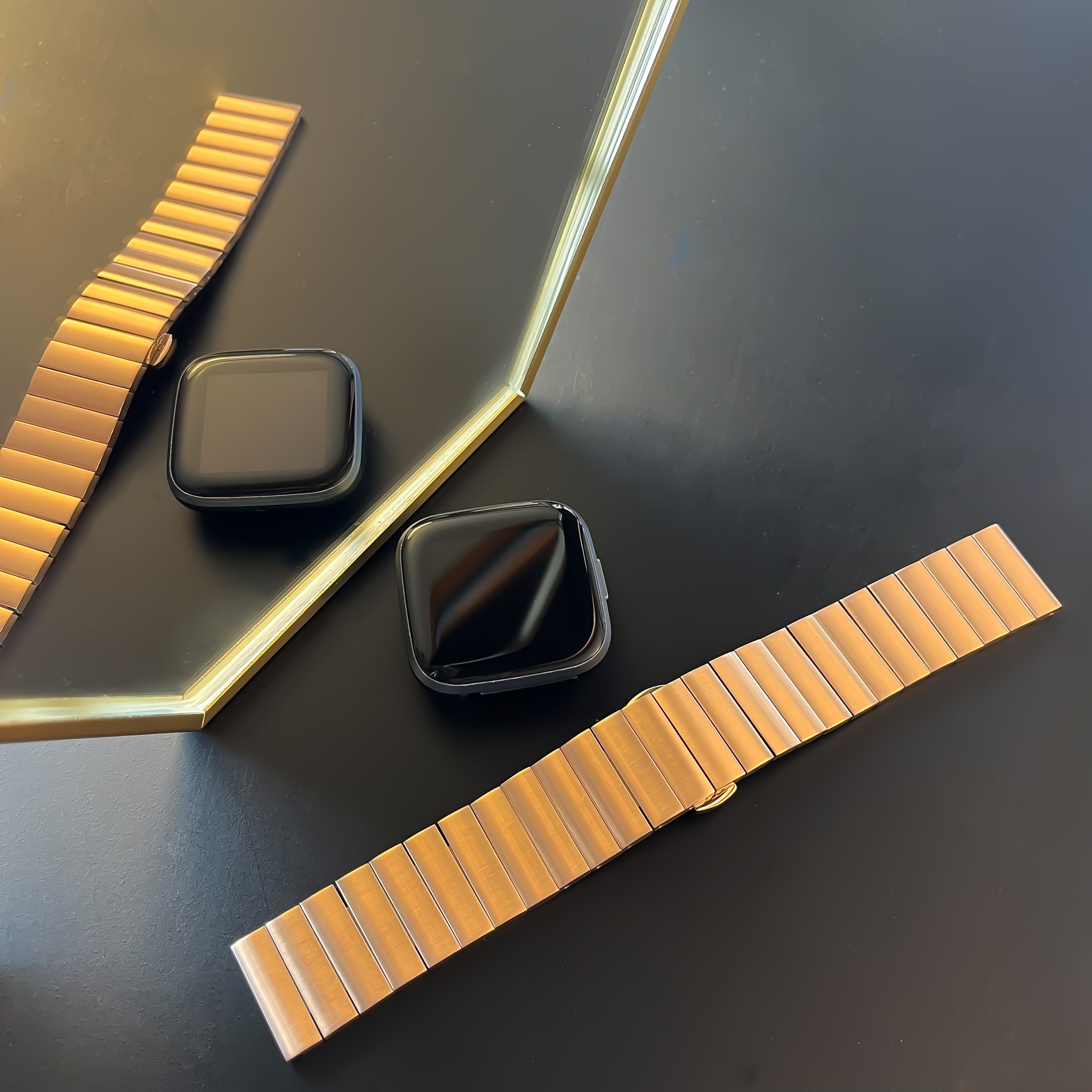 Fitbit Versa stalen schakel band - rose goud