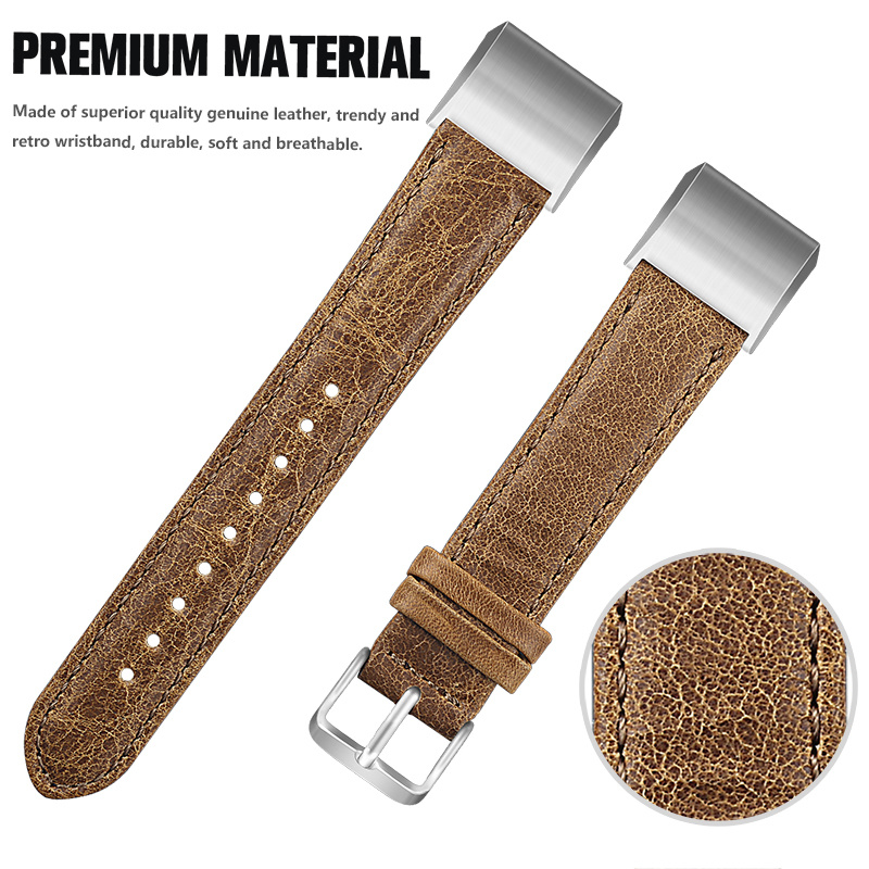 Fitbit Charge 2 genuine leren band - lichtbruin