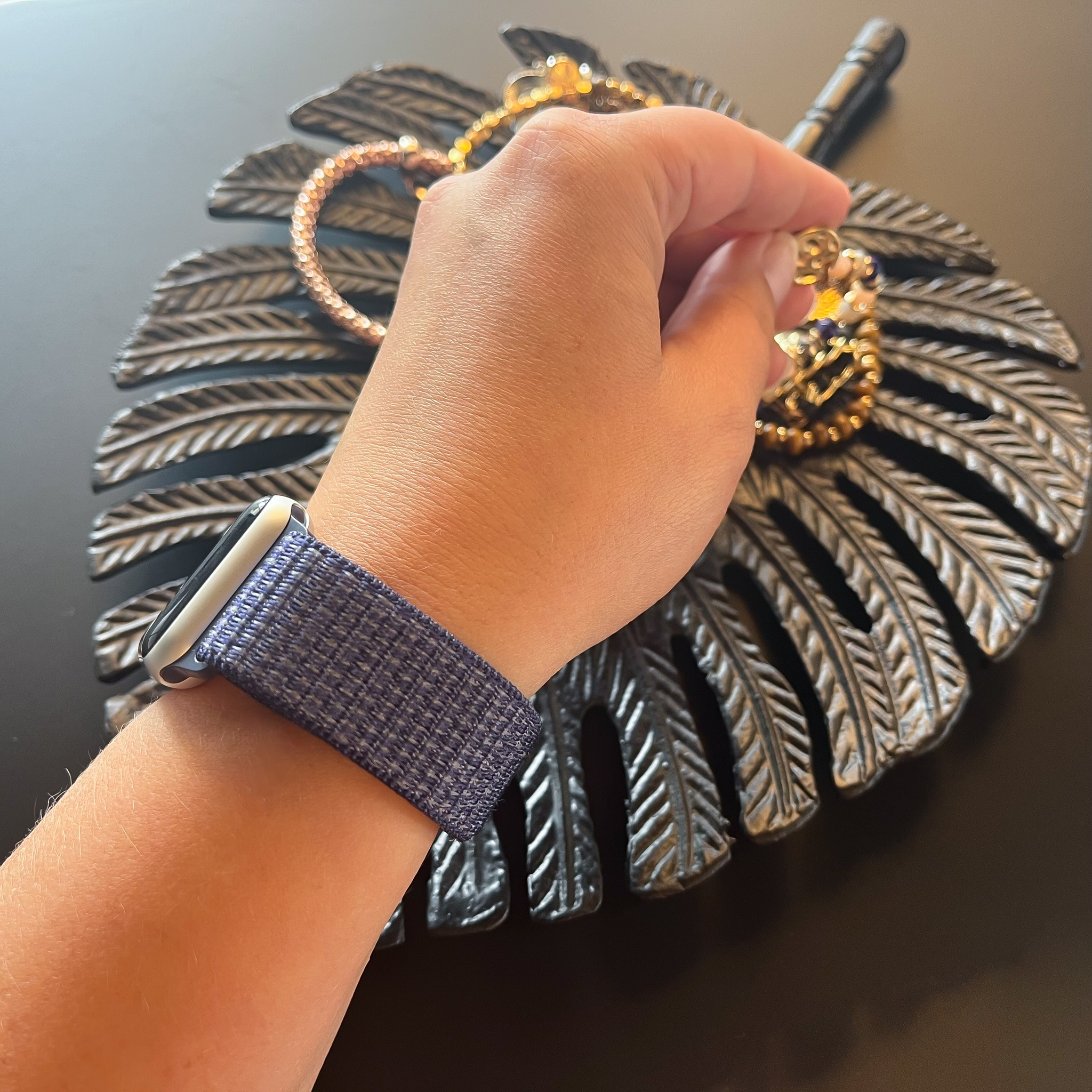 Apple Watch nylon geweven sport band  - paarse puls