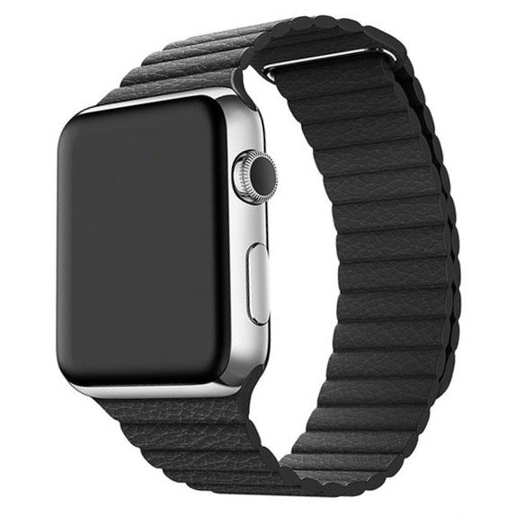 Apple Watch leren ribbel band - zwart