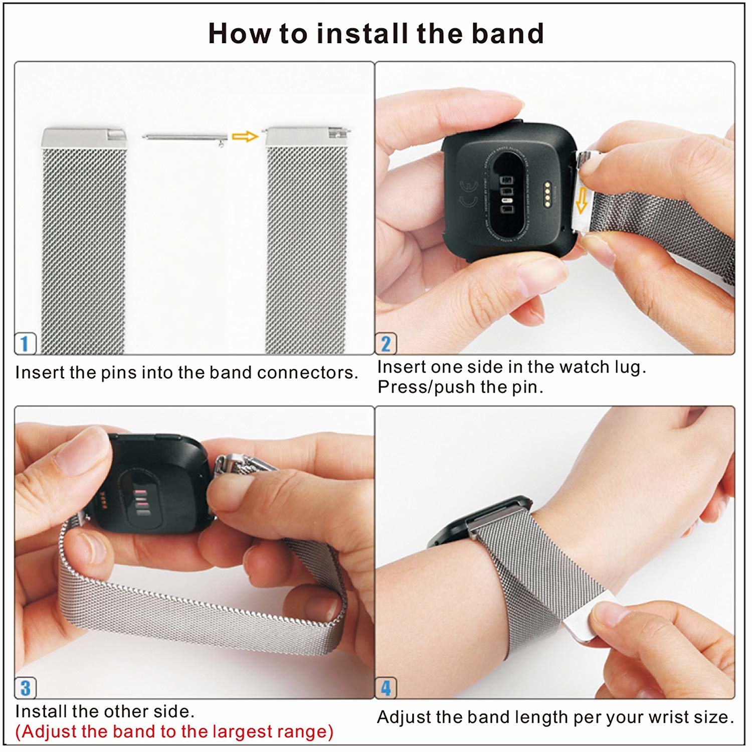 Fitbit Versa milanese band - rose rood