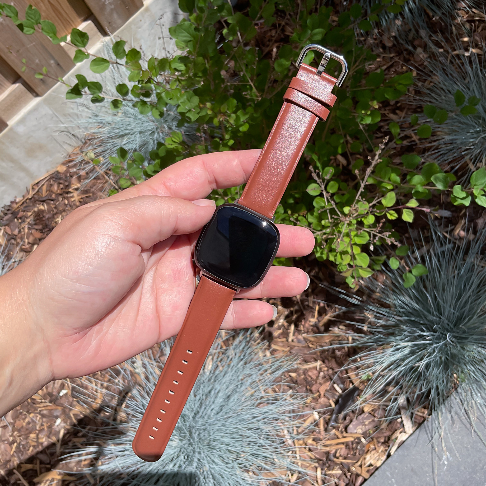 Fitbit Versa 3 / Sense leren band - bruin