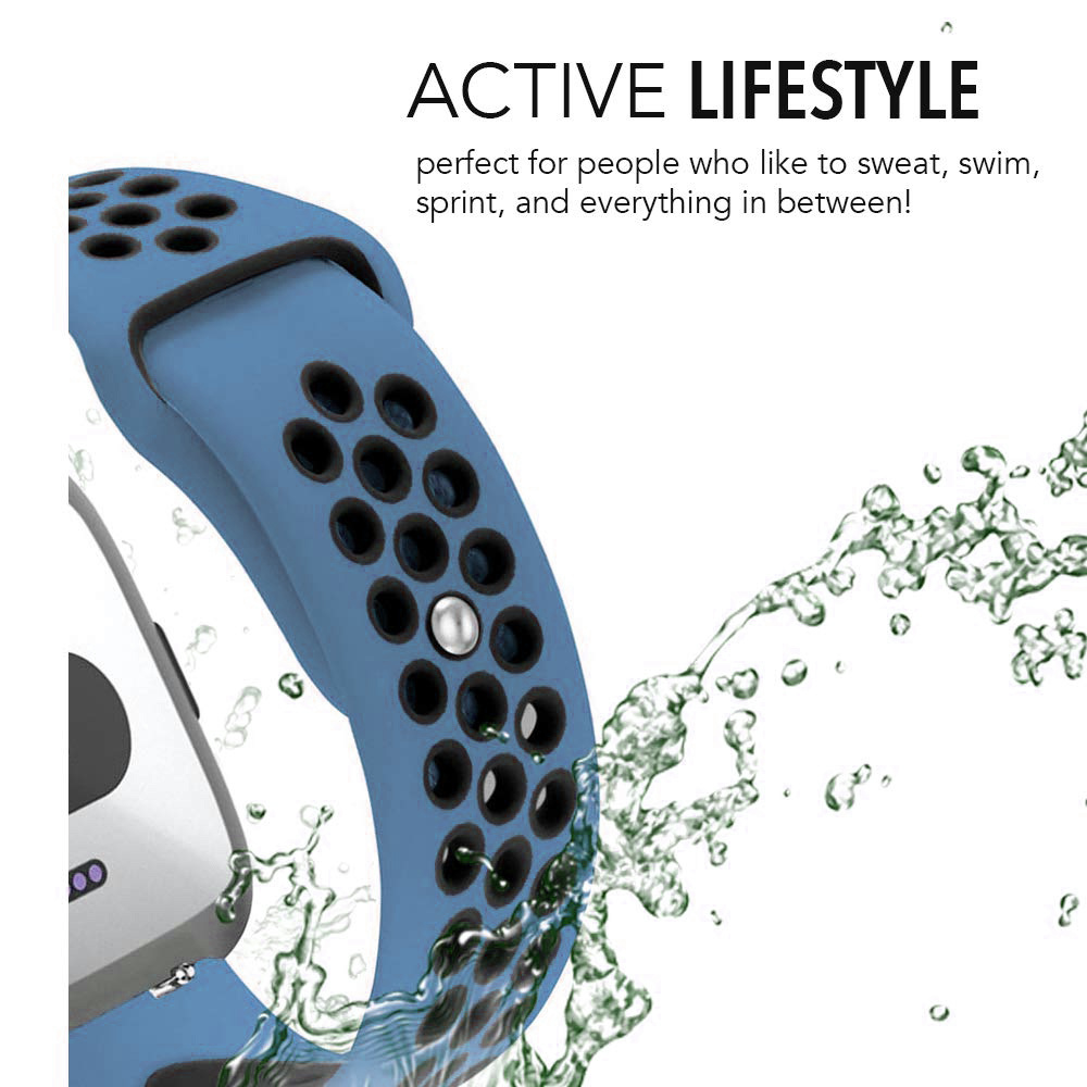 Fitbit Versa dubbel sport band - donkerblauw zwart