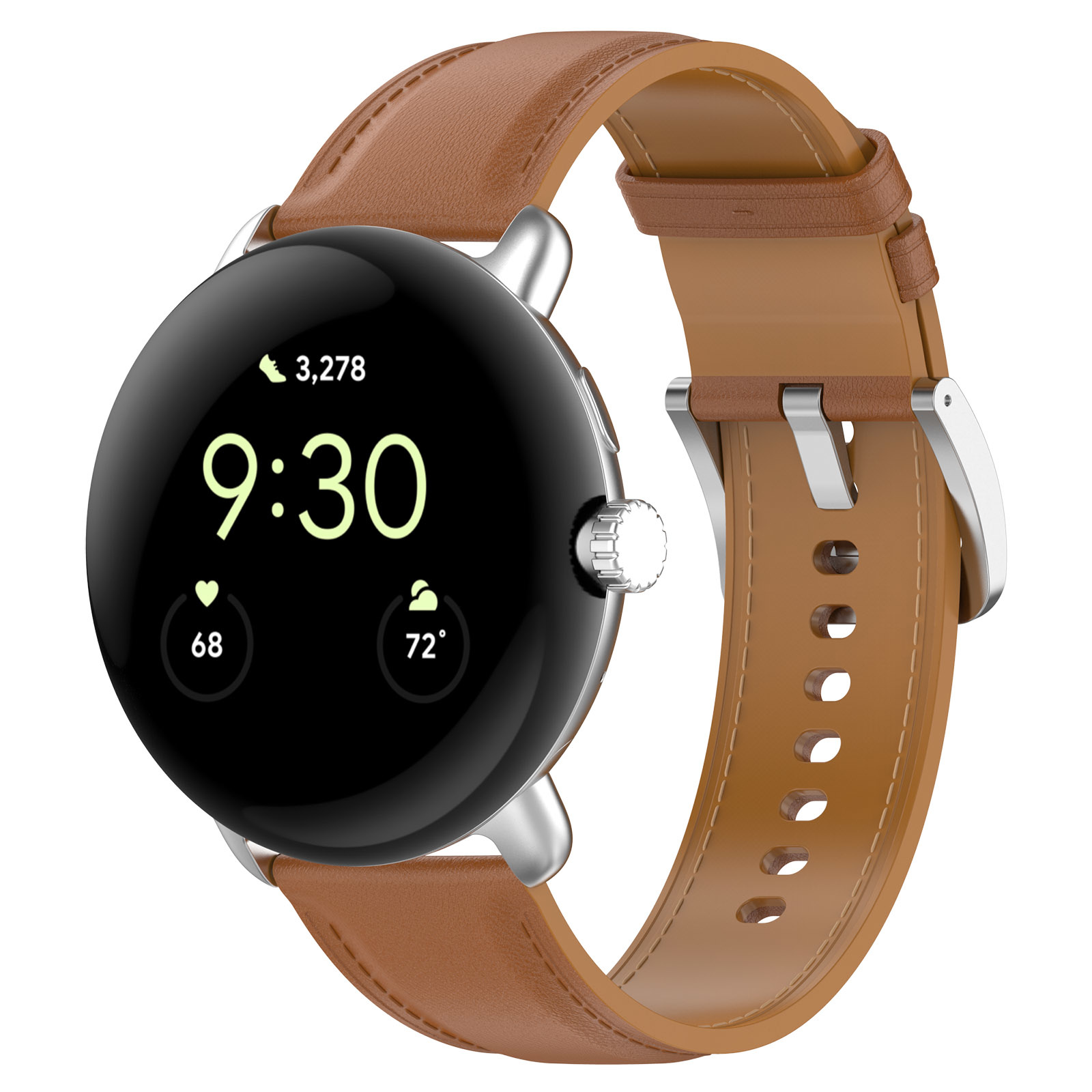 Google Pixel Watch leren band - lichtbruin