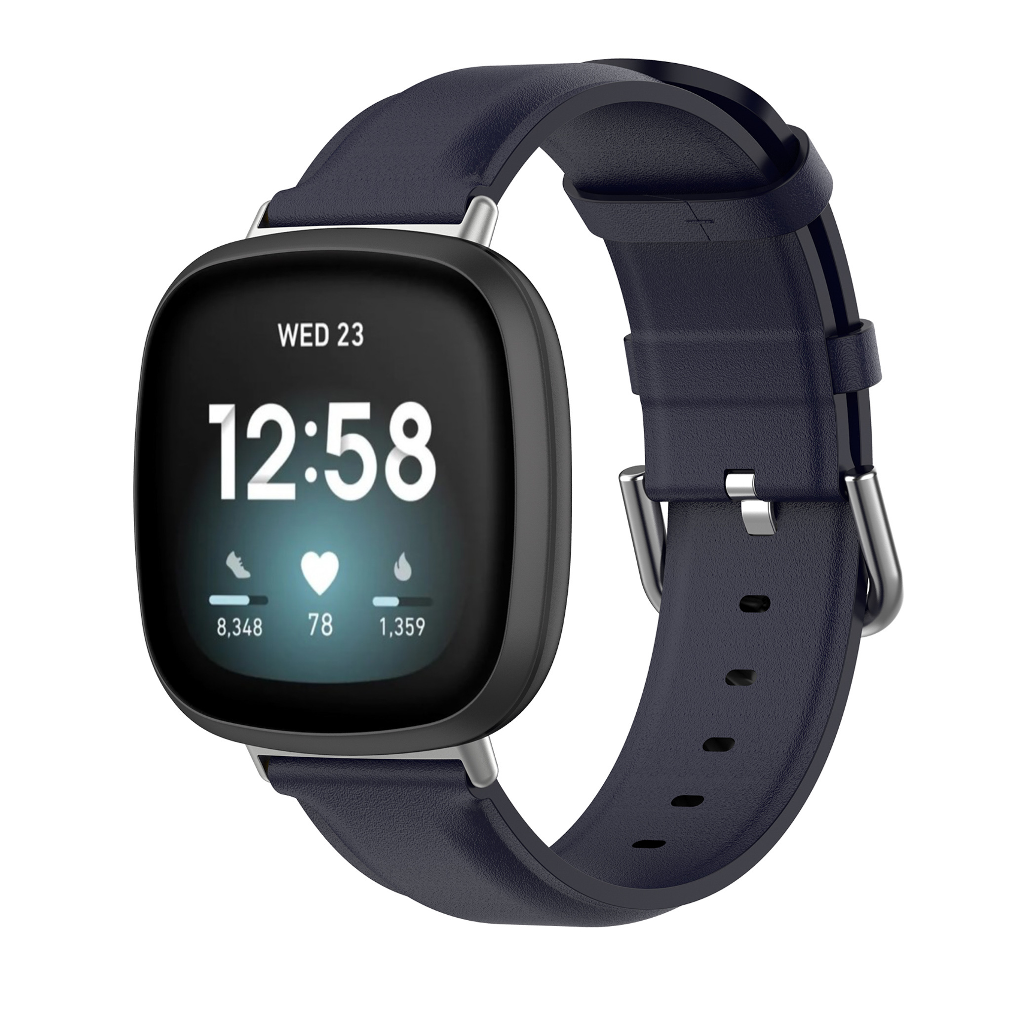 Fitbit Versa 3 / Sense leren band - blauw