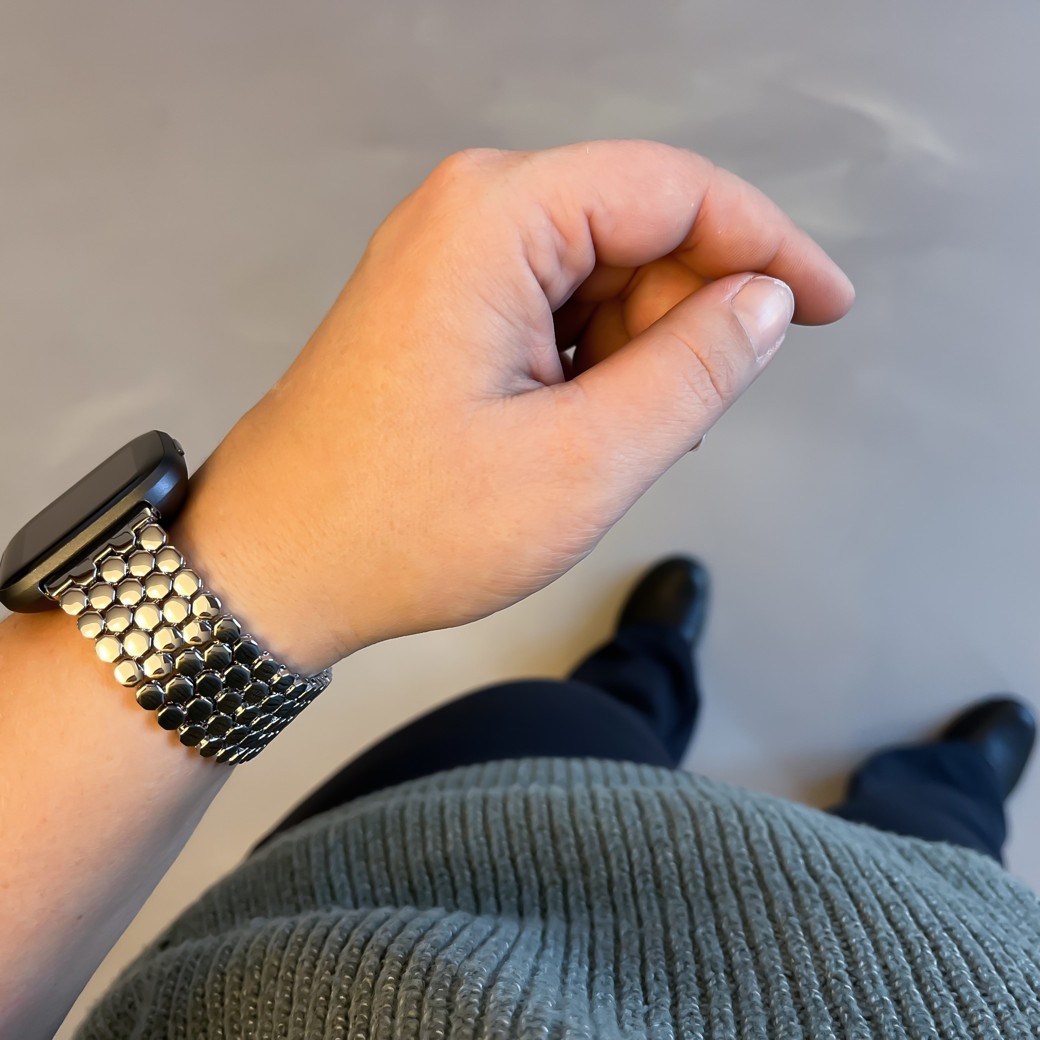 Fitbit Versa vis stalen schakel band - zilver