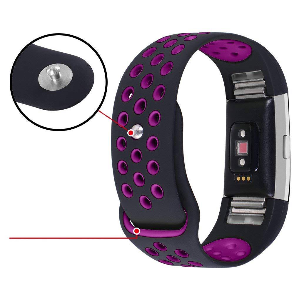 Fitbit Charge 2 dubbel sport band - zwart paars