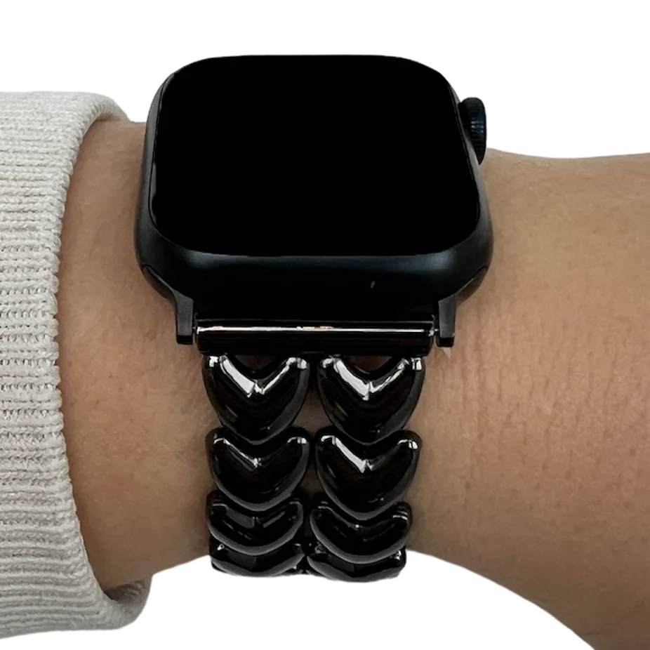 Apple Watch hart stalen schakel band zwart