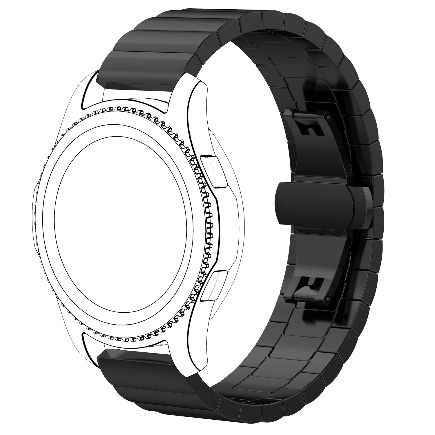 Garmin Vivoactive / Vivomove stalen schakel band - zwart