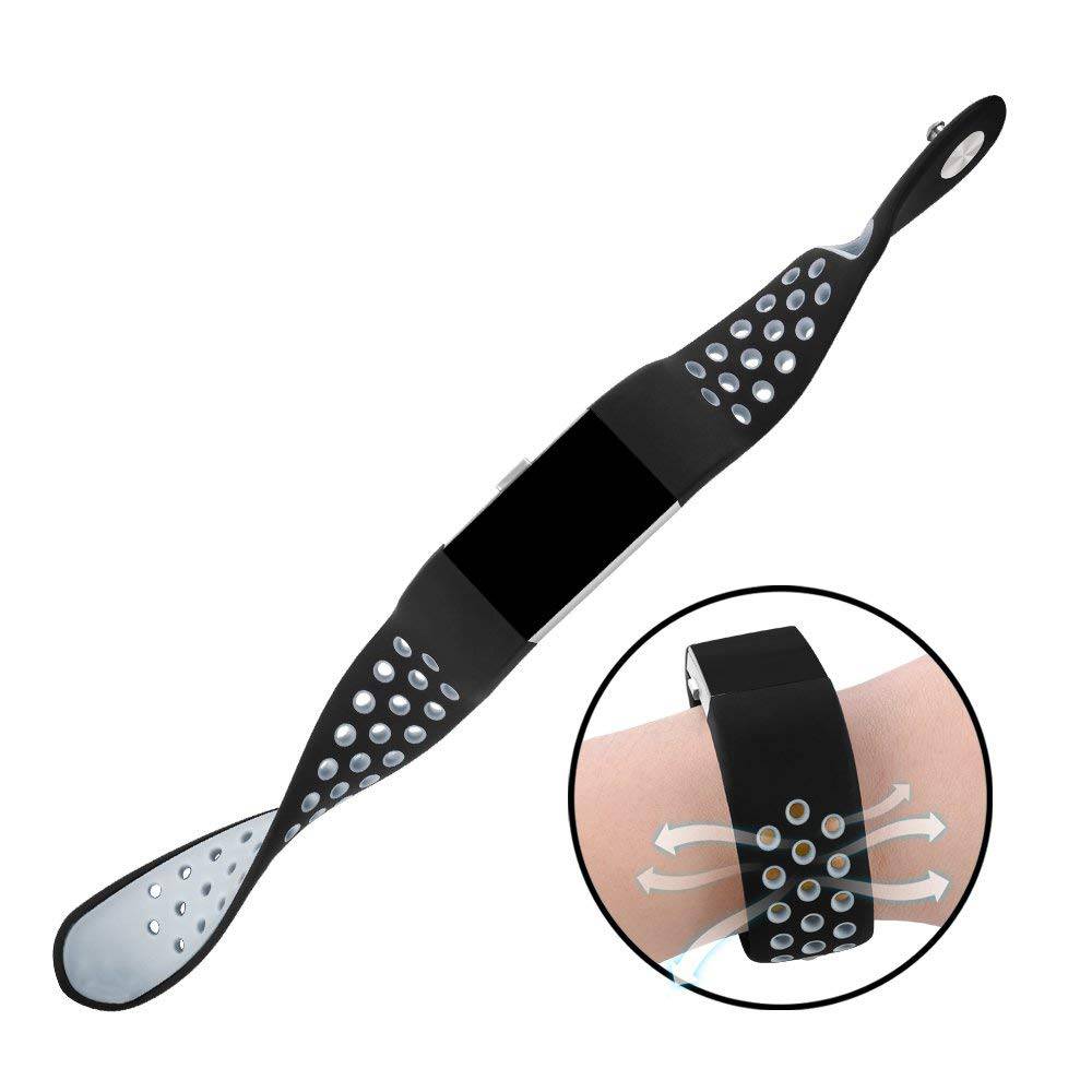 Fitbit Charge 2 dubbel sport band - zwart grijs