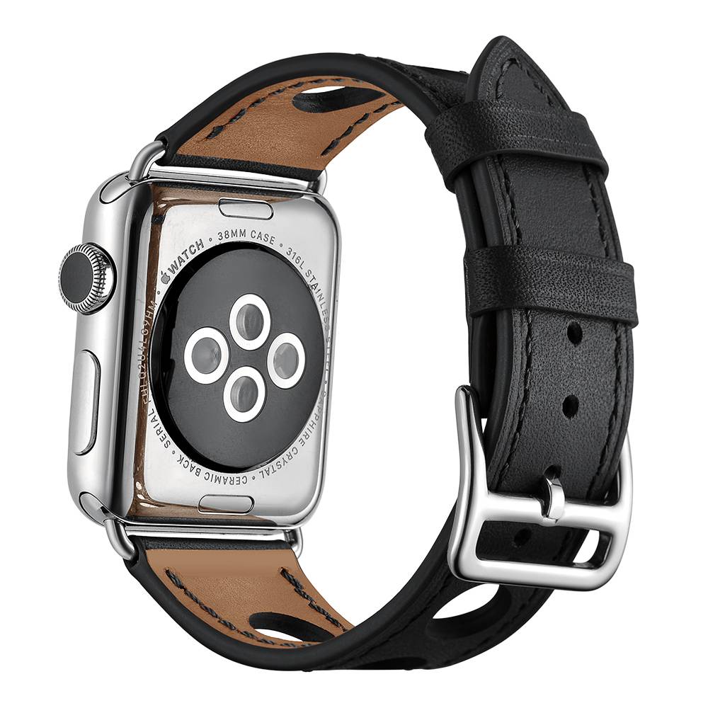 Apple Watch leren hermes band - zwart