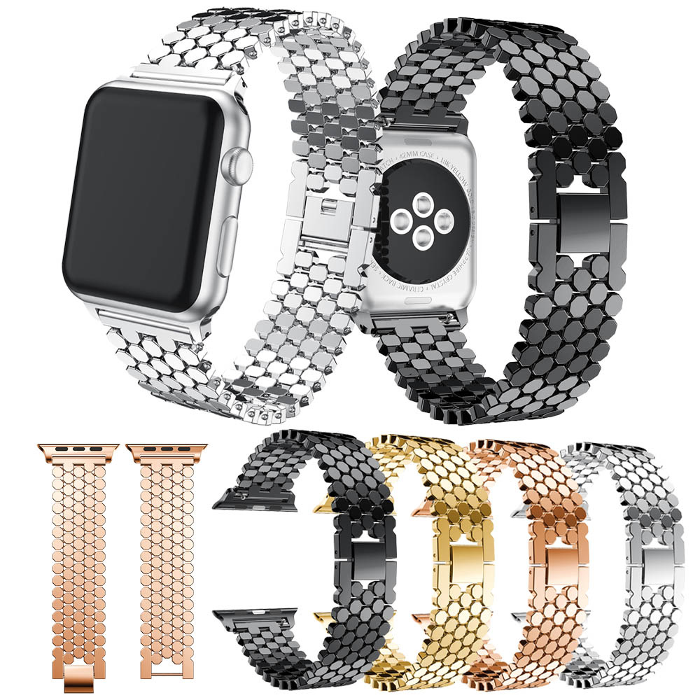 Apple Watch vis stalen schakel band - zwart