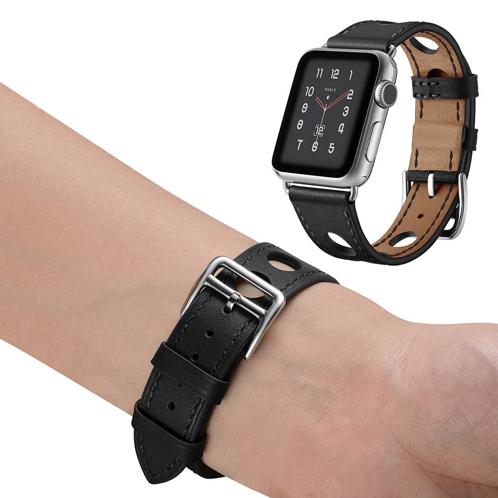 Apple Watch leren hermes band - zwart