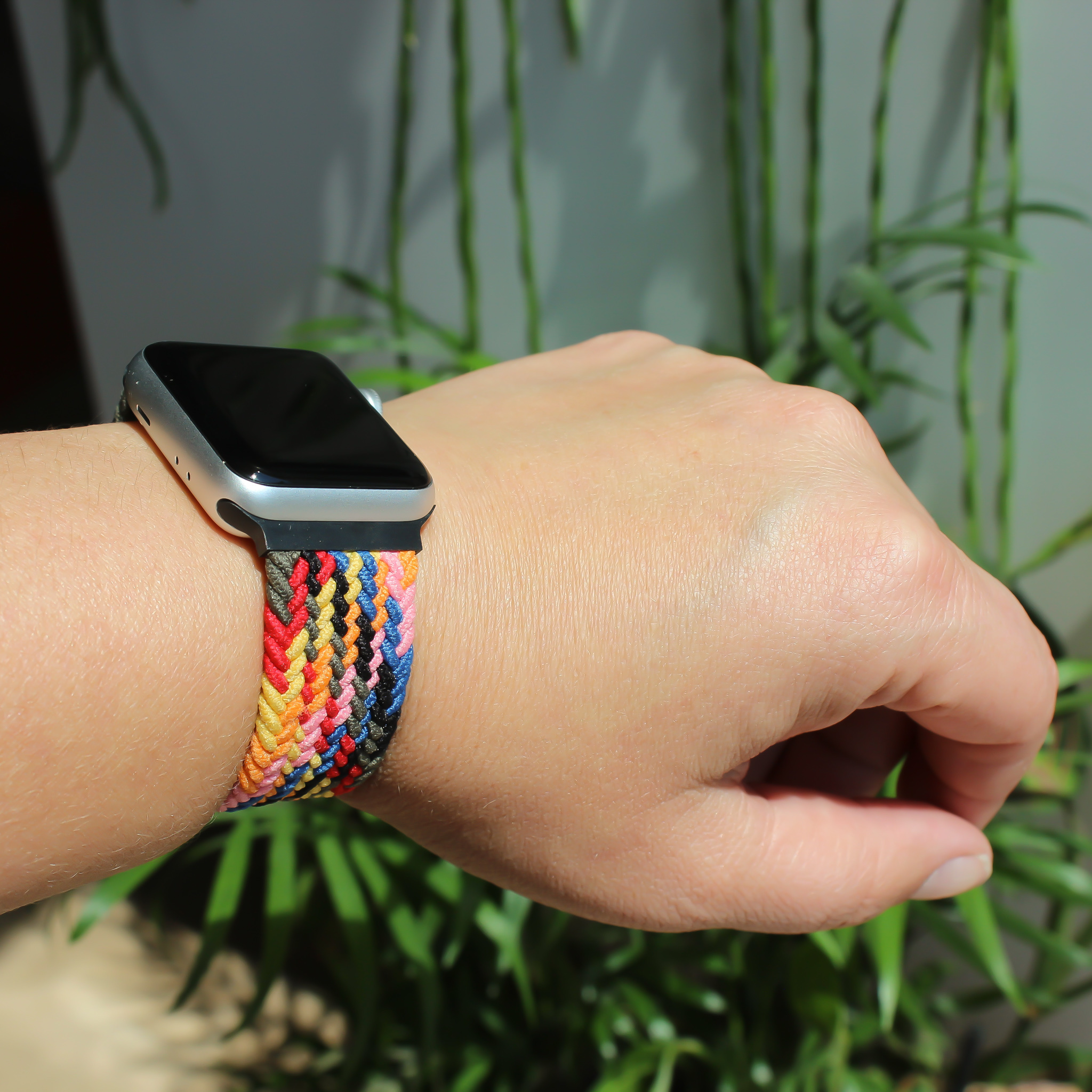 Apple Watch nylon gevlochten solo band - kleurrijk roze