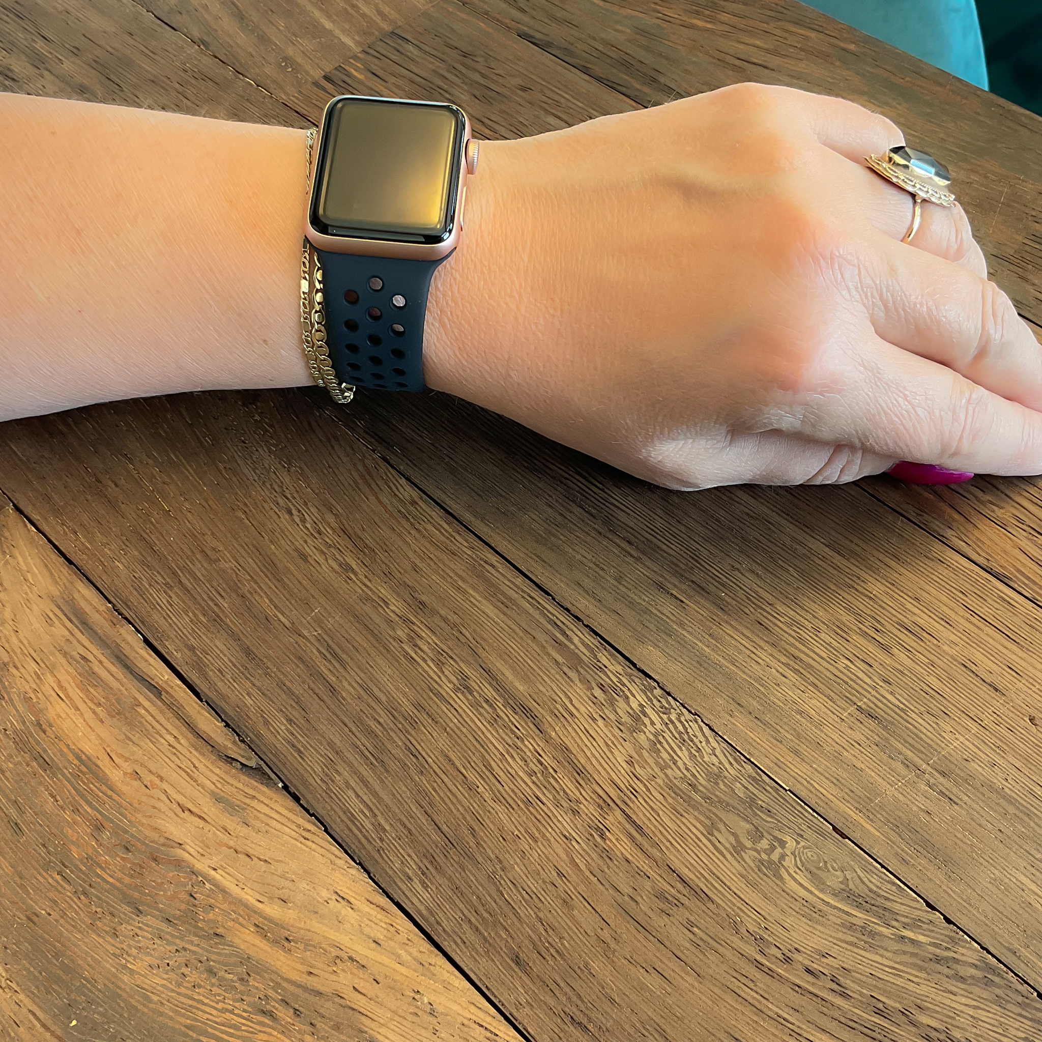 Apple Watch dubbel sport band - middernacht blauw zwart