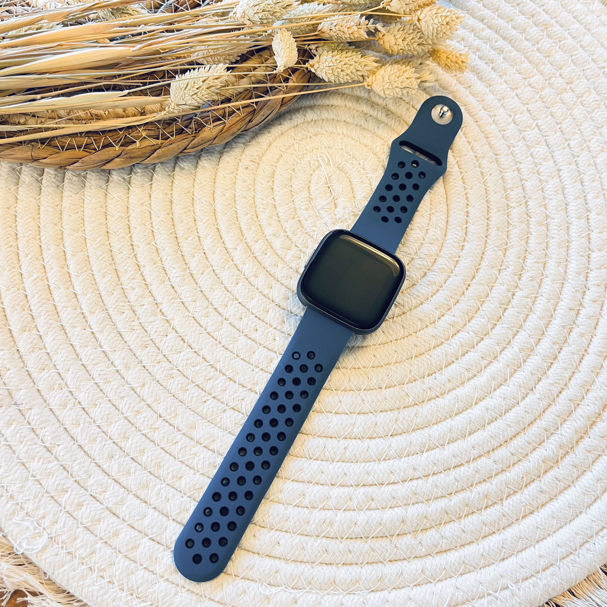 Fitbit Versa dubbel sport band - donkerblauw zwart